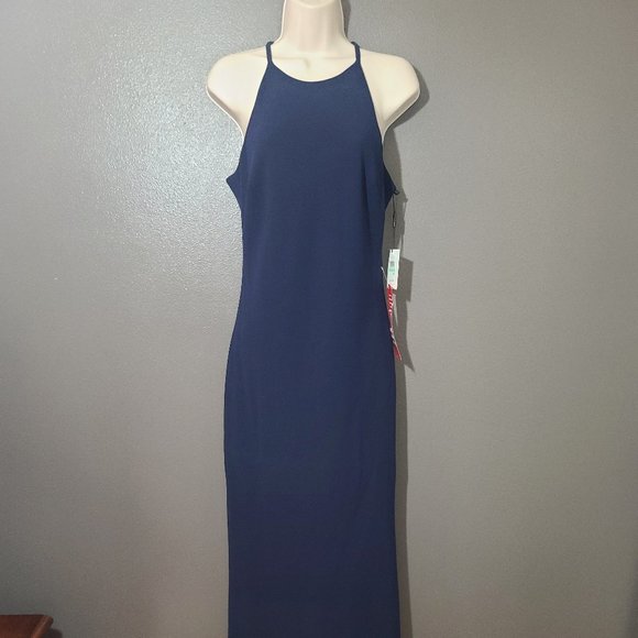 NWT Calvin Klein Navy Blue Formal Maxi Dress - Picture 2 of 13